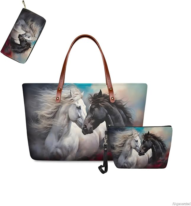 GIFTPUZZ Women Top Handle Bags Handbags with Zipper Leather Wallet Cash Card Phone Holder and Makeup Bag Set 3pcs - Image 5