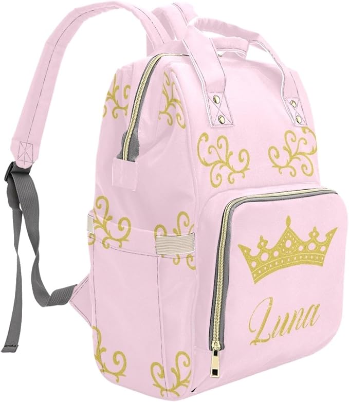 Crown Personalized Baby Diaper Bag – Custom Name Waterproof Nappy Backpack with Multi Compartments – Stylish Gift for Mom, Dad, Baby Shower & Outdoor Travel - Image 3