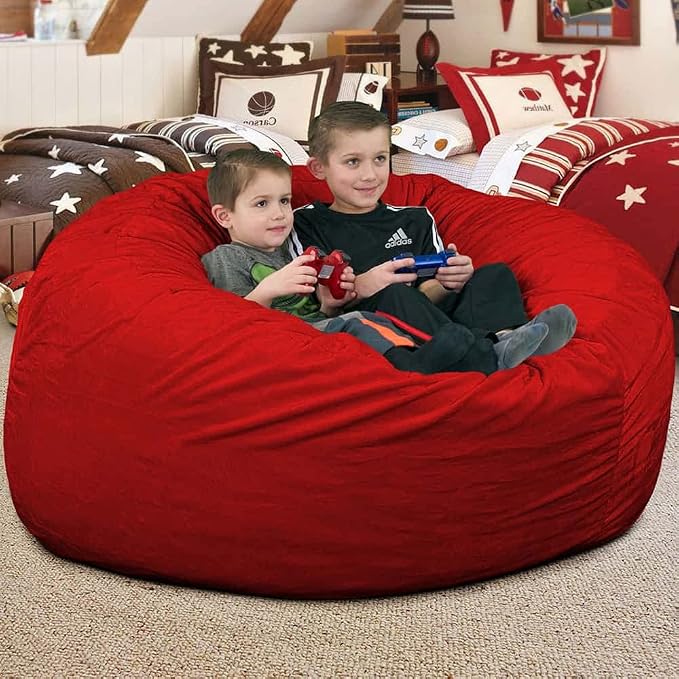 ULTIMATE SACK | 4 Ft Bean Bag Chair Replacement Cover Only | Red Fur | Removable Washable Cover only - Image 8