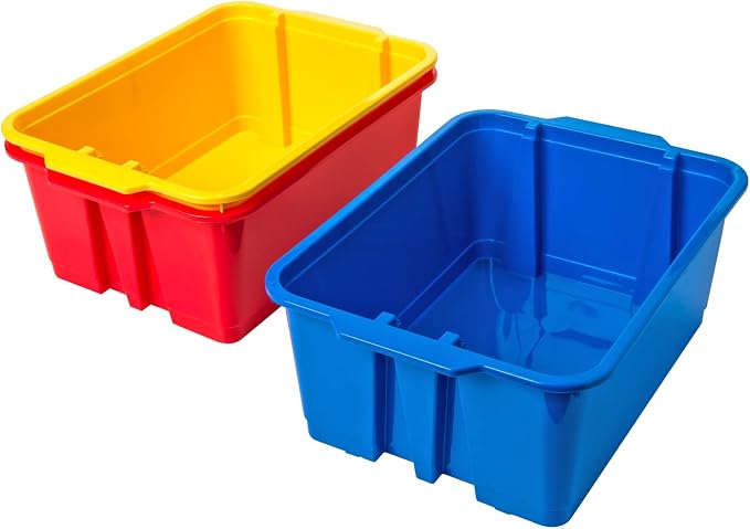 Really Good Stuff Classroom Stacking Bins, 14" x 10" x 5.75" 12-Pack, Blue | Plastic, Durable & Sturdy, Stackable Storage Bins, Large Capacity, Clutter-free, Perfect - shelf, play area, or closet space - Image 4