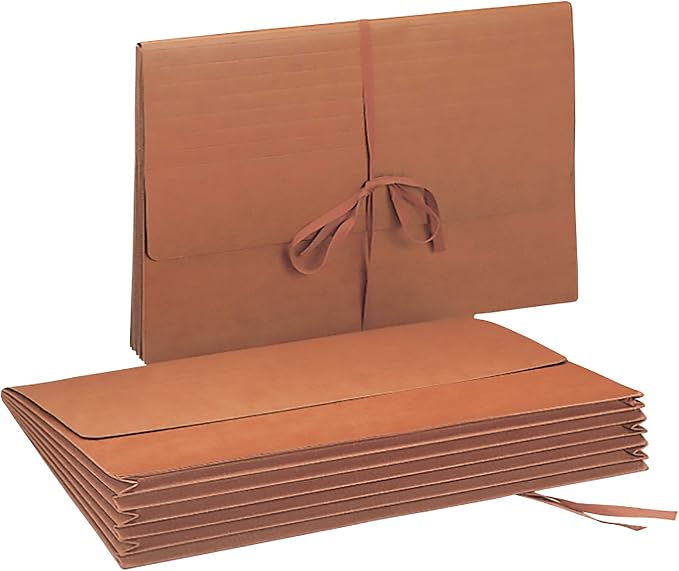 Smead Redrope Expanding File Wallet, Flap and Cloth Tie Closure, 5-1/4" Expansion, Extra Wide Legal Size, 10 per Box (71076) by SMEAD