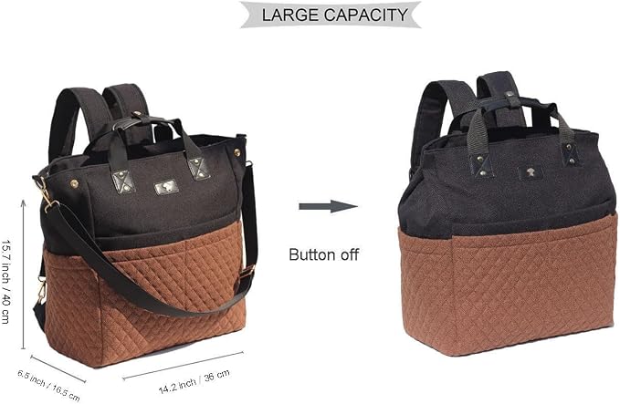 Diaper Tote Bag Totepack Backpack Crossbody Bag 3 in 1 for Women Laptop Backpack Multifunctional with Insulated Pockets - Image 2