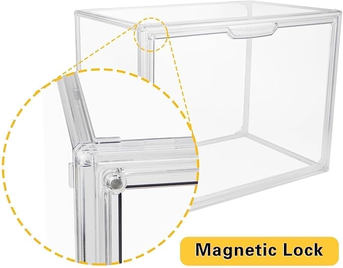 GUDEMAY Large Clear Stackable Plastic Storage Bins with Door, Dustproof Figures Collectibles Display Case, Football & Motorcycle Helmet Showcase, Basketball, Memorabilia Organizer Box (XL, Count, 1) - Image 3