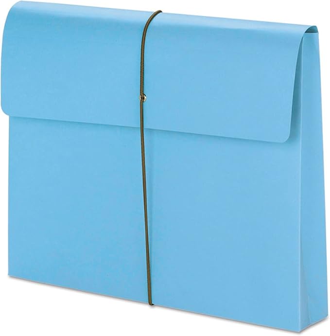 Smead Colored Expanding File Wallet with Flap and Cord Closure, 2" Expansion, Letter Size, Blue, 10 per Box (77203) by SMEAD