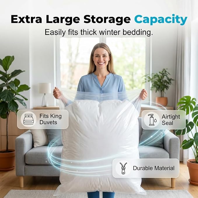 No‑Pump Vacuum Storage Bags,Reusable Cube Compression Space Saver Bags,3 Sizes Press & Seal Compression for Clothes, Bedding & Travel (1, 23.62 * 15.74") - Image 4
