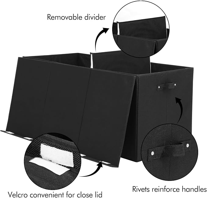 167L Large Toy Box Chest Storage with Lid, Collapsible Kids Toy Storage | Toy Chest with with Removable Divider for Kids, Boys, Girls, Nursery, Living Room, Bedroom, 35.5"x17" x17" (Linen Black) - Image 5