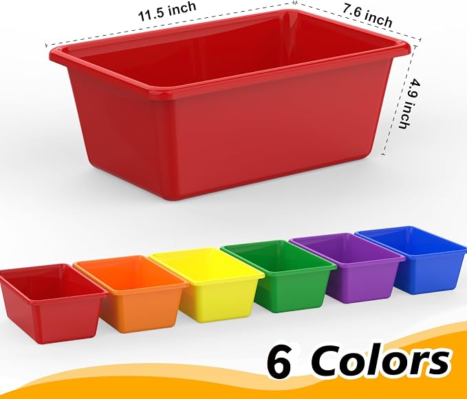 30 Pcs Plastic Classroom Bins, Book Toy Storage Bin Small Cubby Bins Stackable Storage Organizer Containers for Office Home Nursery Playroom (30) - Image 2