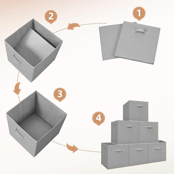 STORAGE MANIAC Storage Cubes, 13 Inch Collapsible Storage Bins with Handles, 4 Pack Fabric Foldable Bins for Organization, Durable Storage Bins for Closet, Shelves, Offices, 4-Pack Grey - Image 6