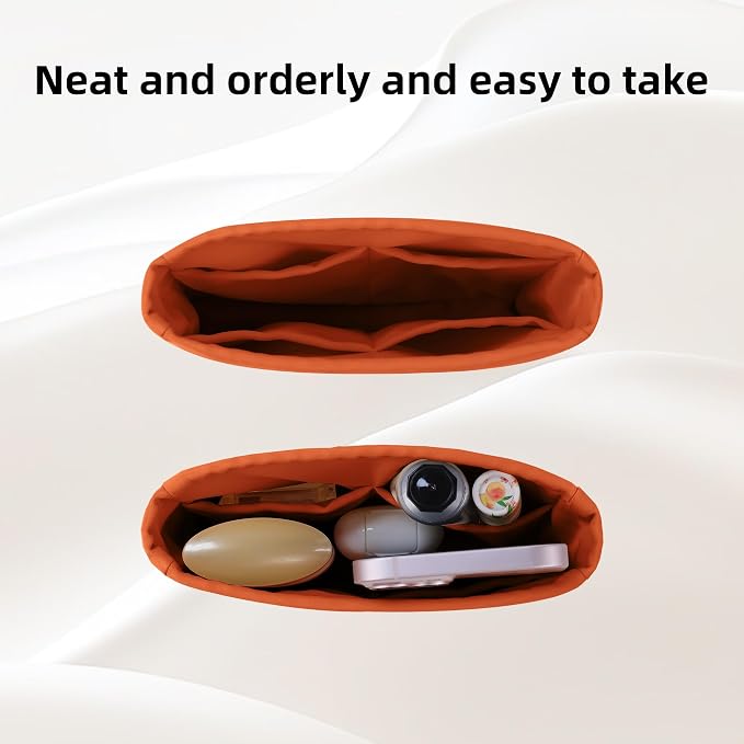DGAZ Silk Purse Organizer Insert for Evelyne Bag(Vitality orange,TGM) | Soft and Lightweight,Perfect Fit,Multi-pocket Storage,Bag Protector,Luxury Bag Care,Handmade,for Smooth Bag Organizer - Image 5