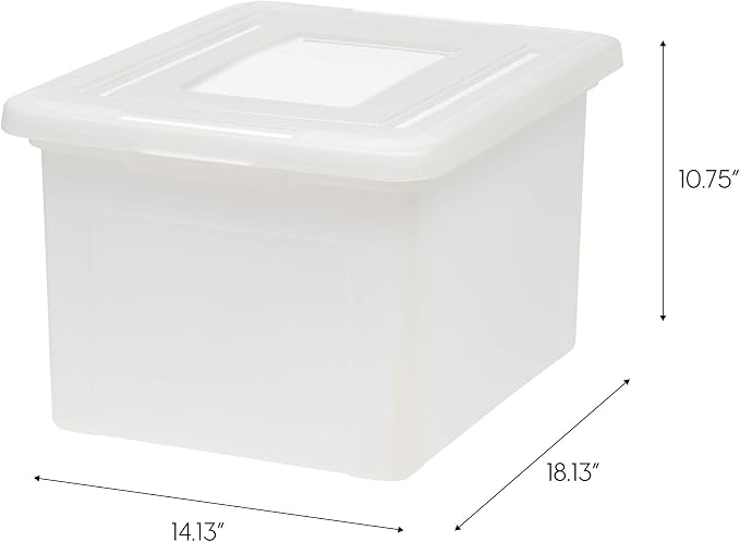 IRIS USA 4-Pack 35 Qt. Letter File Box with Lid, Pearl | Organize lesson plans, classroom files and teaching materials with secure storage for teachers, schools and educators - Image 2