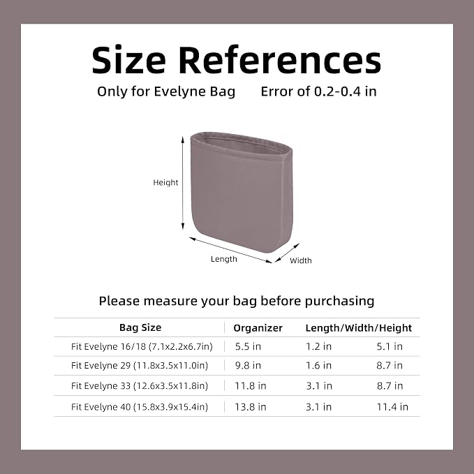DGAZ Silk Purse Organizer Insert for Evelyne Bag(Konjac Purple,TPM) | Soft and Lightweight,Perfect Fit,Multi-pocket Storage,Bag Protector,Luxury Bag Care,Handmade,for Smooth Bag Organizer - Image 6