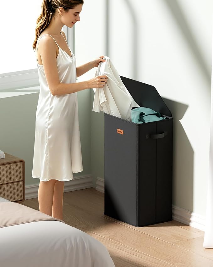 100L Large Capacity Laundry Hamper, Collapsible Laundry Basket Space-Saving, Clothes Hamper with Lid and Removable Bag for Bathroom Bedroom Laundry Room Dorm - Image 2