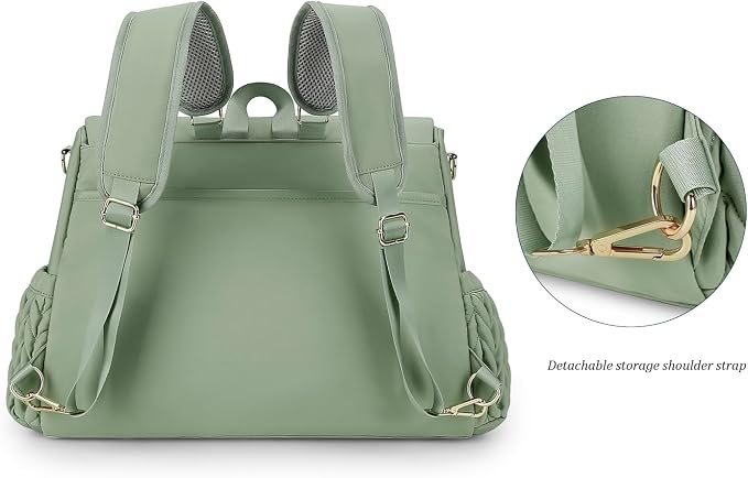 Lmbabter Diaper Bag Backpack Messenger Bag Travel Backpack Maternity Bags Stylish Baby Bag with Changing Pad for Mom (Green) - Image 3