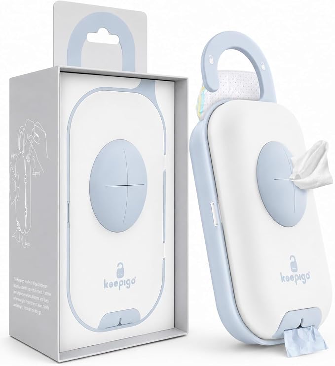 Diaper Bag Wipe Dispenser Blue | 3-in-1 Portable Diaper Caddy Organizer, Baby Wipe Holder with Disposable Bags | Baby Essentials for Newborns, Toddlers, Travel & Baby Shower Gifts by Unknown