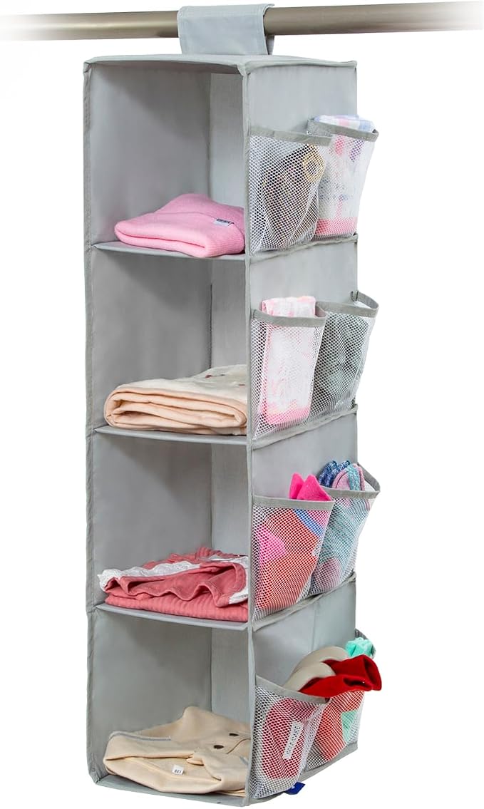 Astro 821-26 Hanging Storage Rack, 4 Tiers, 12 Pockets, Wall Pocket, Closet, Clothes Rack, Underwear Storage, Gray by ASTROSTORAGE