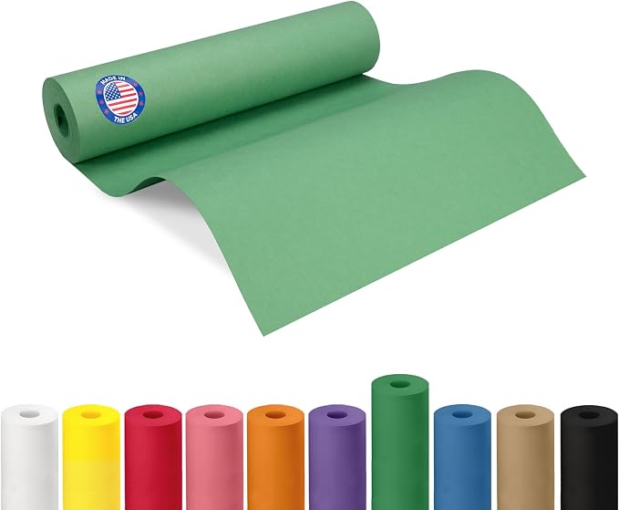 12" x 1200" (100 ft) Green Kraft Paper Roll - USA-Made Quality Craft Paper for Gift Wrapping, Kids' Arts & Crafts, School Projects - Natural Material 50lb Thickness by IDL Packaging by IDLPackaging