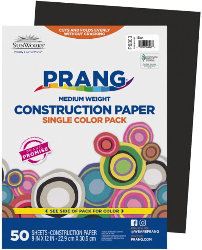 Prang Construction Paper, 9" x 12", Black, 50/Pack, 50 Packs | Formerly SunWorks, Class Pack, 2500 Sheets Total, P6303 - Image 3