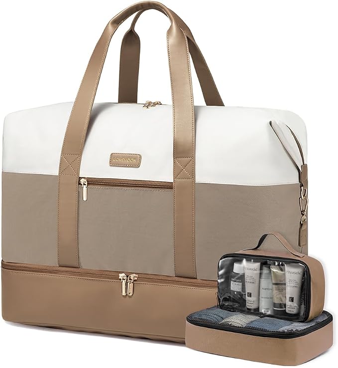 LOVEVOOK Weekender Bag for Women, Large Duffle Bag for Travel with 2 Packing Cubes, Carry on Overnight Bag with Shoe Compartment, Mom Hospital Bags for Labor and Delivery by LOVEVOOK
