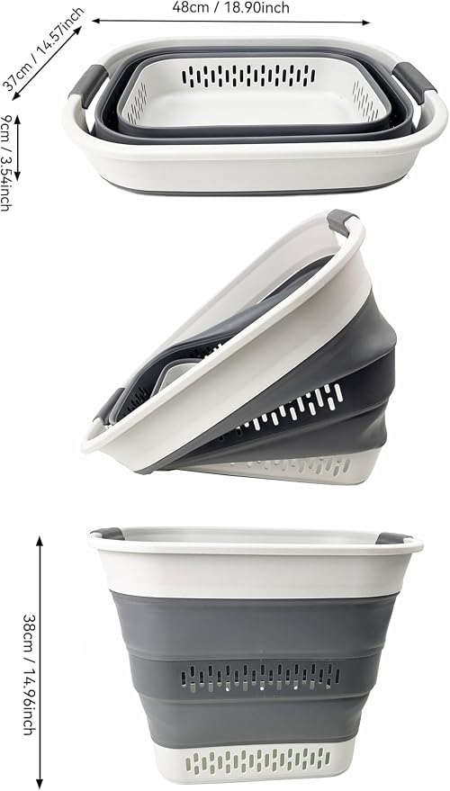 SAMMART 40L (10.5 Gallon) Collapsible Plastic Laundry Basket - Foldable Pop Up Storage Container/Organizer - Portable Laundry Hamper - Space Saving (2, Grey/Steel Grey) - Image 6