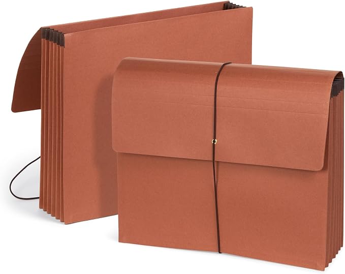 Blue Summit Supplies 10 Redrope Expanding File Wallets, Letter, 5.25" Brown | 5.25 in expansion, elastic string closure, for documents, receipts, and travel filing by BlueSummitSupplies