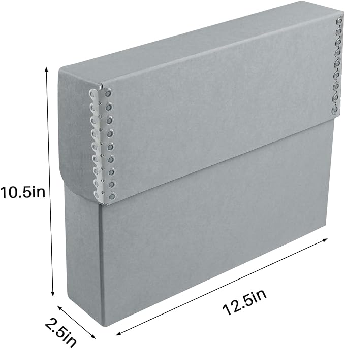 Lineco Archival Document Storage Box, Gray, 12.5" x 10.5" x 2.5" | Letter-Sized, Metal Edge, Acid-Free Boxboard Case, Organize Files, Prints, Photos, Pack of 2 - Image 3
