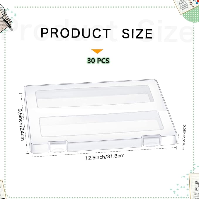 Outus 30 Pieces A4 File Box Paper Photo Storage Box A4 Portable Project Case Clear Plastic Document Magazine Organizer for Back to School Office Supplies Accessories - Image 2