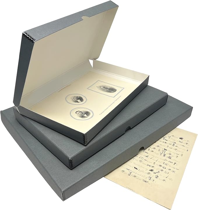 Lineco Clamshell Archival Storage Box, 23.5x30.5x1.75 Inch, Gray, Pack of 2 | Acid-Free with Metal Edge Boxboard, Organize and Store Photos Documents Cards Negatives Magazine Prints Family Records DIY - Image 8