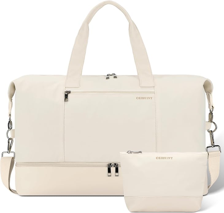 Women's Weekender bag Travel Duffel Bag with Shoe Compartment 21-inch Airline-Approved Carry-On, 2-Piece Overnight Bag Set Personal Item Luggage by GAYUAPEIABAG