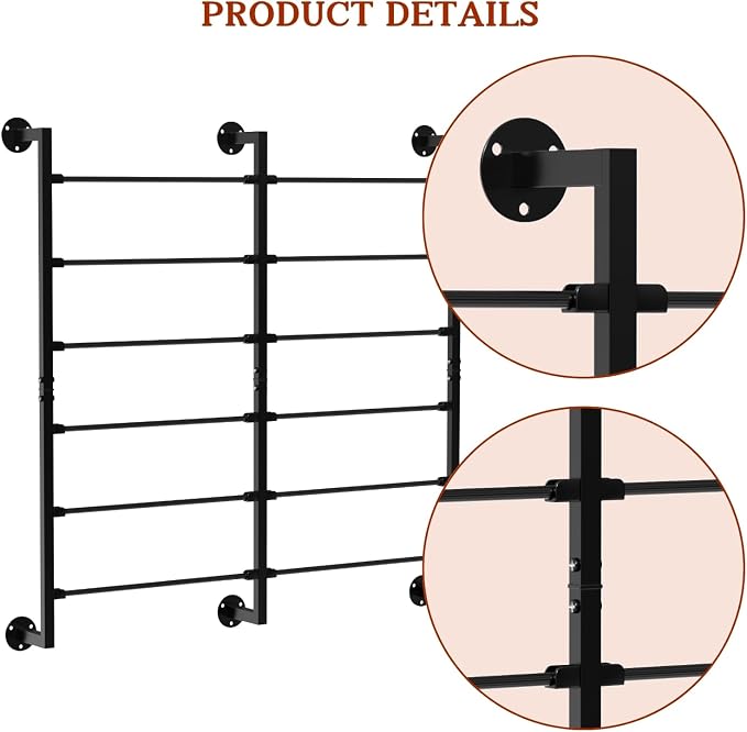 Double 6-Tier Ribbon Storage Organizer, Wall Mounted Ribbon Organizer | 12 Removable Rods, Large Capacity Gift Bag Ribbon Holder for Craft Room, Flower Shop, DIY Supplies, Wrapping Paper- Metal - Image 8