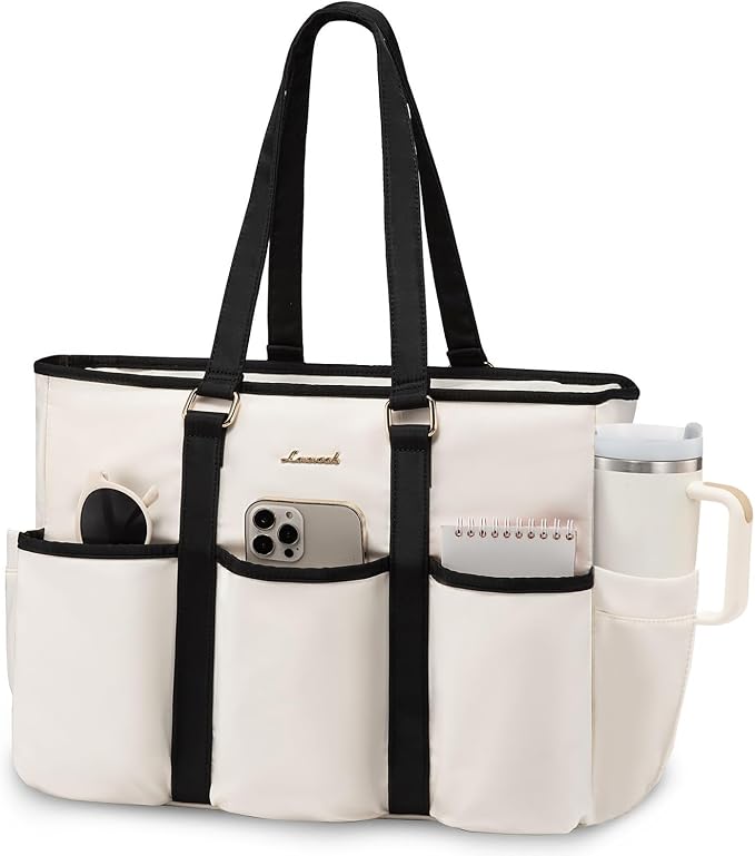 LOVEVOOK Work Tote Bag for Women, 15.6 inch Laptop Bag for Women, Teacher Tote Bag Nurse Bag, Utility Tote For Work/Travel/College/Daily, Professional Computer Purse Large Handbag With Multi Pocket by LOVEVOOK
