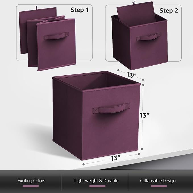 Sorbus 13 Inch Storage Bins - Sturdy Collapsible Fabric Storage Cubes with Handle - 8 Foldable Baskets for Organizing Clothes, Toys, Books - Storage Baskets for Shelves, Closets - Image 7