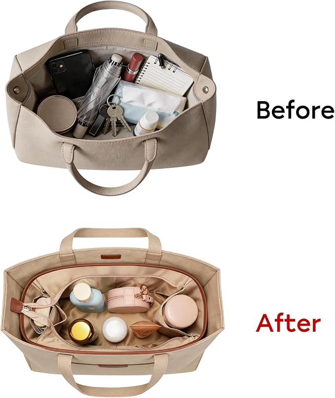 GIVLEFLY Purse Organizer Insert for Tote Bag, 9.84 Inch Satin Bag Organizer with Zipper Top, Multi Pocket Handbag Organizer - Image 7