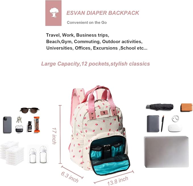 Diaper Bag Backpack Corduroy Multifunction Baby Fashion Travel Pack office Laptop Bag - Image 3