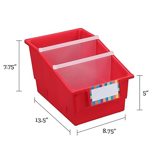 Really Good Stuff Rainbow Chapter Book Classroom Library Bins with Dividers | 8.75" x 13.5" x 7.75", 4-Pack, Large Plastic Bin Organizers for Book Organization, Documents, Files, Magazines - Image 5