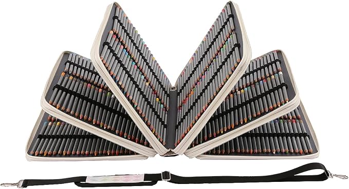500 Individual-Slots Colored Pencil Case | w/Handle, Shoulder Strap - Image 2