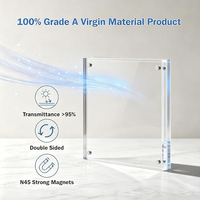 Meetu Acrylic 4x4 Picture Frame Clear Two Sided Desk Photo Frame Magnetic Frame Inner Size 3x3 with Gift Pack for Display Family Pictures Baby Photos Friends Pictures or Pet Dog Picture（2 Pack） - Image 4