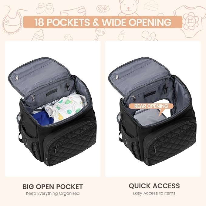LOVEVOOK Diaper Bag Backpack Large Capacity Baby Bag with Portable Changing Pad, Multifunction Baby Travel Backpack - Image 3