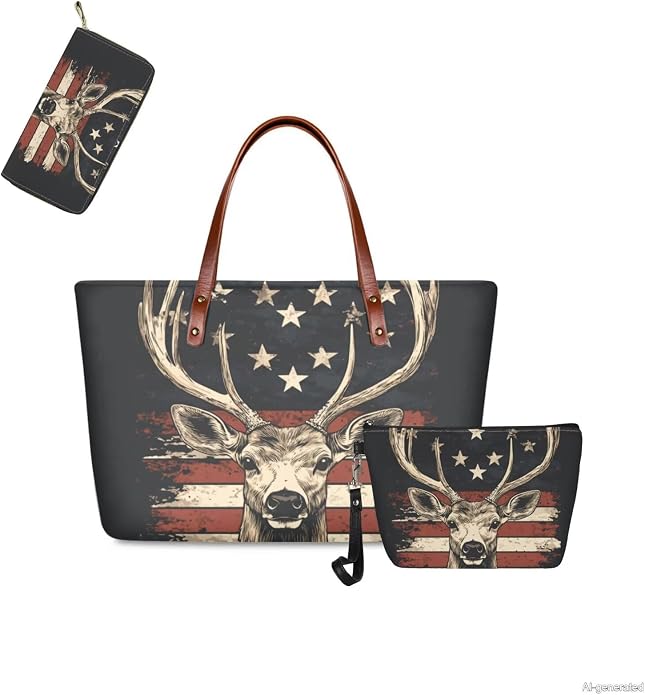 GIFTPUZZ Women Top Handle Bags Handbags with Zipper Leather Wallet Cash Card Phone Holder and Makeup Bag Set 3pcs - Image 5