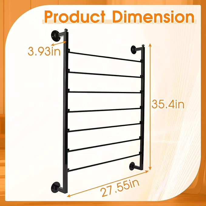 7-Tier Wall Mount Ribbon Holder Organizer Rack | Large Capacity Metal Ribbon Storage for Craft Room, Wrapping Paper, Scarf, Belt & Flower Shop Display - Image 3