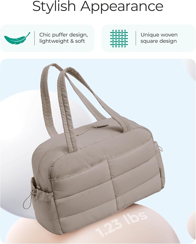 BAGSMART Gym Bag for Women with Toiletry Pouch, Lightweight Weekender Bags for Women with Wet Pocket, 31L Quilted Travel Duffle Carry On Bag, Weekender Overnight Bag for Travel,Water Resistant - Image 7