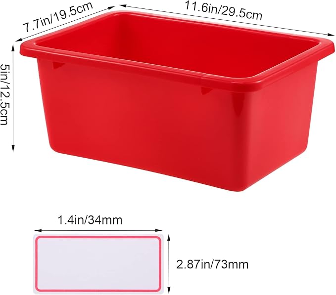 Outus 24 Pack Book Bins for Classroom Plastic Cubby Storage Bins Colored Kids Toy Organizer Container with 120 Pcs Self Adhesive Label for Student Teacher Library School Office Home(Rainbow Color) - Image 6