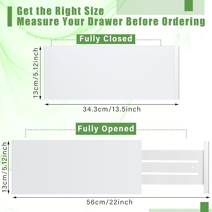 DoubleFill 4 Pcs Deep Bamboo Drawer Dividers, Deep Kitchen Dresser Drawer Organizer with Spring Loaded for Clothes, Adjustable Expandable from 15-22 Inch(6 Inch,White) - Image 2