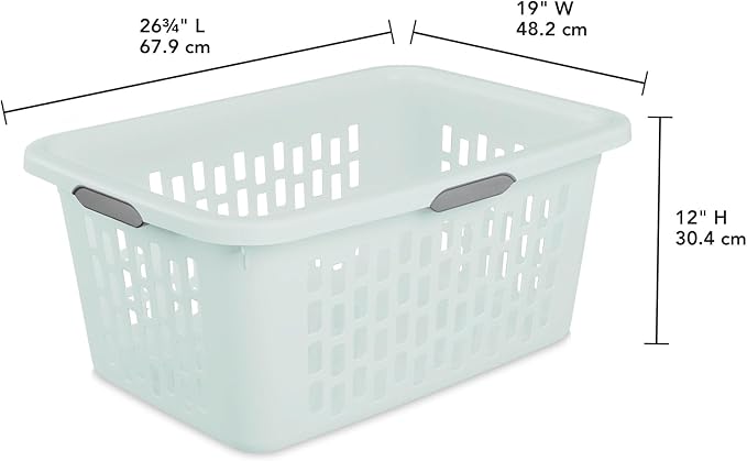 Sterilite Laundry Basket, Plastic Clothes Hamper, Large Rectangle Bin with Comfort Grip Handles and Reinforced Rim, 2 Bushel Capacity, Mint, 24 Pack - Image 3