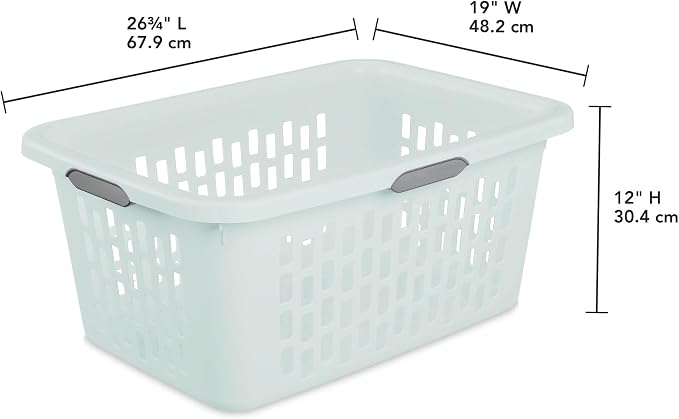Sterilite Rectangular Laundry Basket, Plastic Clothes Hamper, 6-Pack | 2 Bushel, Mint - Ventilated Open-Top Utility Wash Bin with 4 Handles and Large Clothing Load Capacity - Image 3