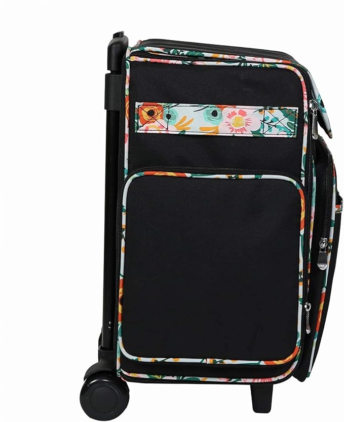 Everything Mary Rolling Scrapbook Tote – Black & Floral Trim Craft Bag with Wheels – Storage Organizer for Scrapbooking, Papercraft, Art Supplies & Craft Tools - Image 7