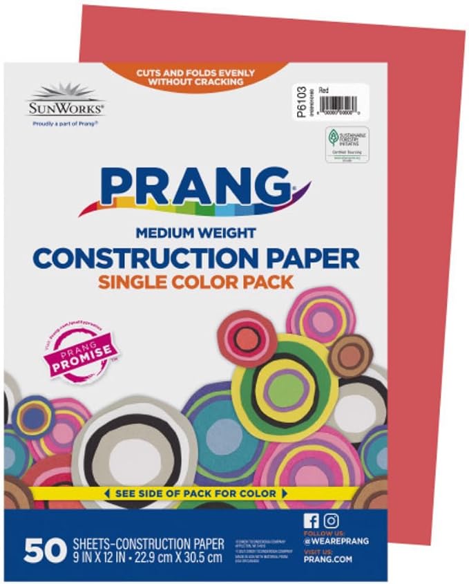 Prang Construction Paper, 9" x 12", Red, 50/Pack, 50 Packs | Formerly SunWorks, Class Pack, 2500 Sheets Total, P6103 - Image 3