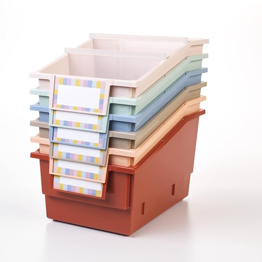 Really Good Stuff Chapter Book Library Bins with Dividers - 6 Pack - Boho - Image 2