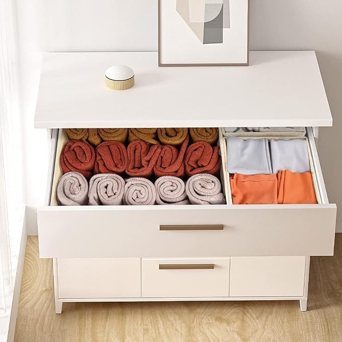 Drawer Organizer Clothes, 24 Pack Dresser Organizer Bins for Nursery Bedroom, Closet Organization and Storage Dividers for Clothing, Baby Clothes, Underwears, Socks (Beige) - Image 6