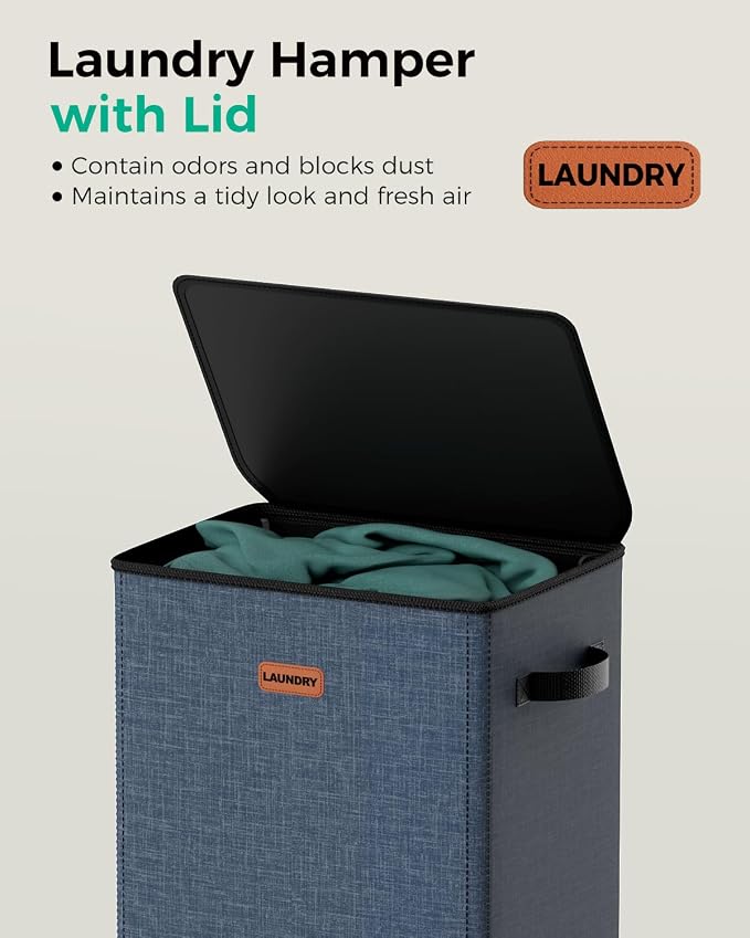 100L Laundry Hamper with Lid, Sturdy Clothes Hamper Heavy-Duty Laundry Basket Supports 30lb, Collapsible for Bathroom Bedroom Laundry Room Dorm - Image 4