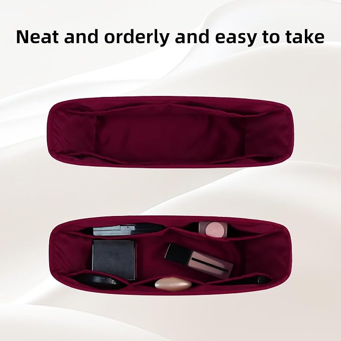 DGAZ Silk Purse Organizer Insert for Neverfullbag(PM, Rouge H) | Soft and Lightweight,Perfect Fit,Multi-pocket Storage,Bag Protector,Luxury Bag Care,Handmade,for Smooth Bag Organizer - Image 5